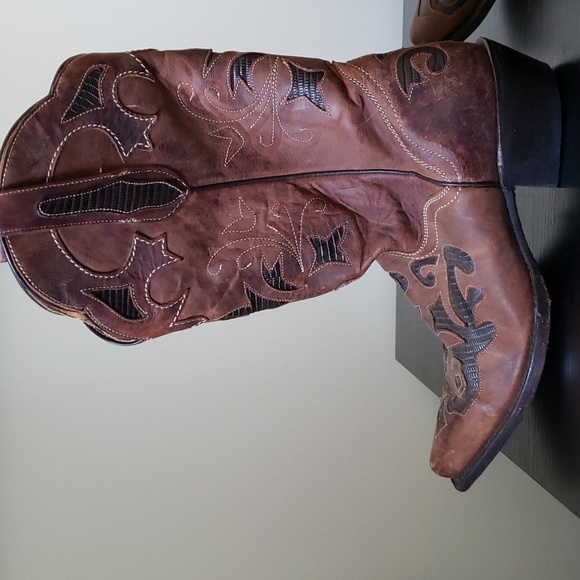 JB Dillon western boots women's sz.8.5B. Pre-owned. Brown& tan goat leather - Picture 9 of 12